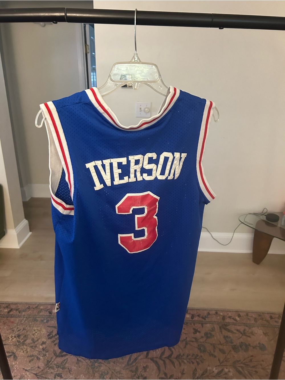 Reebok Royal Blue Iverson #3 Basketball Jersey with Red and White Trim